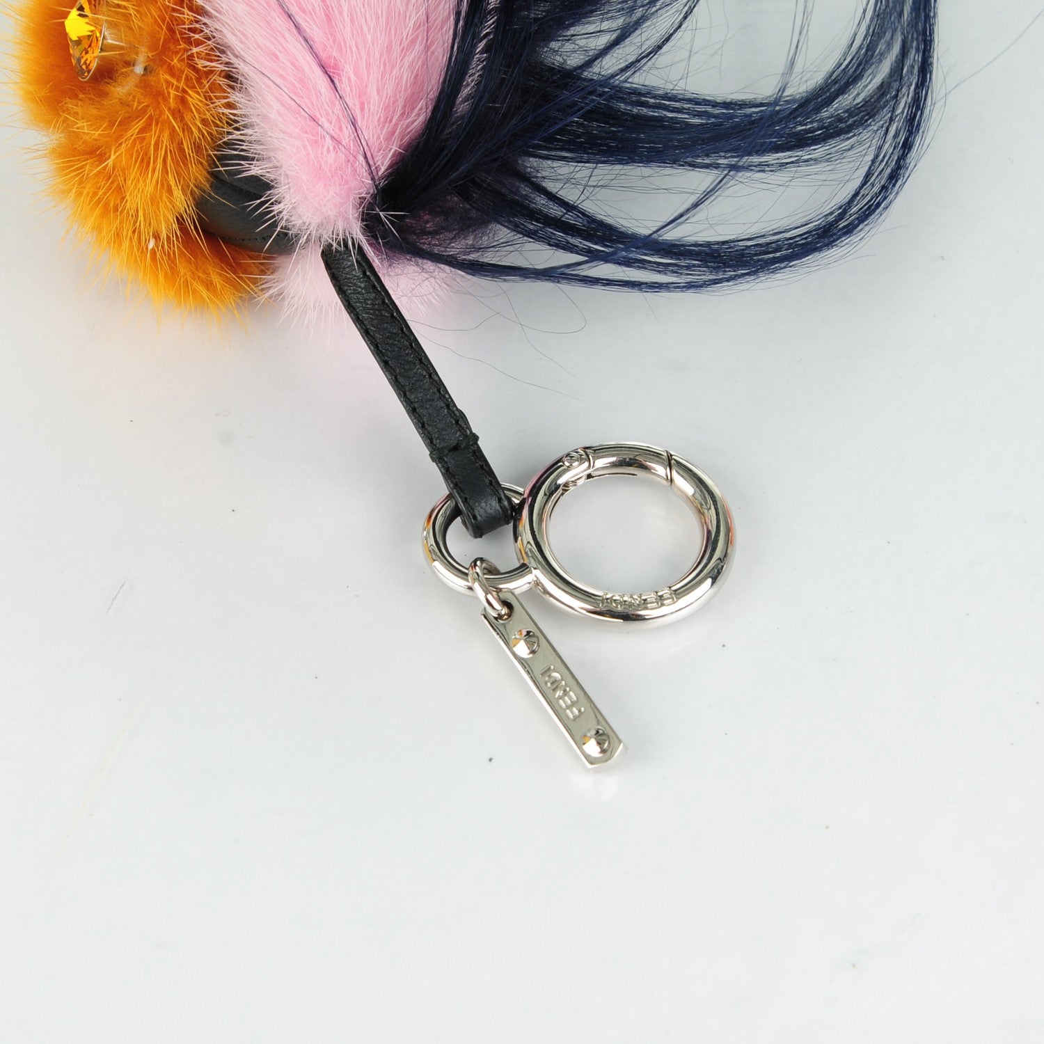 Fendi Mink Goat Fur QuTweet Bag Bug Charm Marshmallow Black 3 of 4