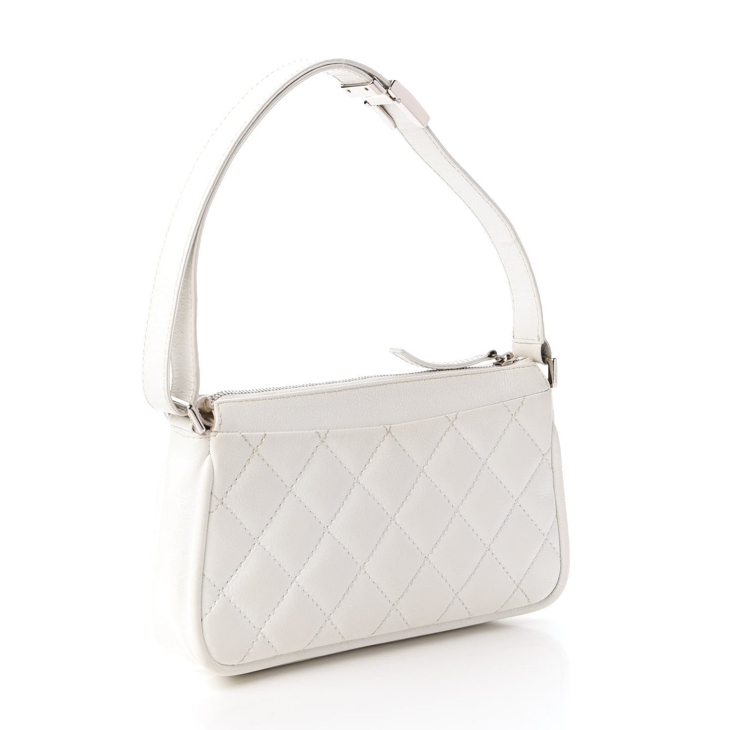 Caviar Quilted Timeless CC Shoulder Bag White
