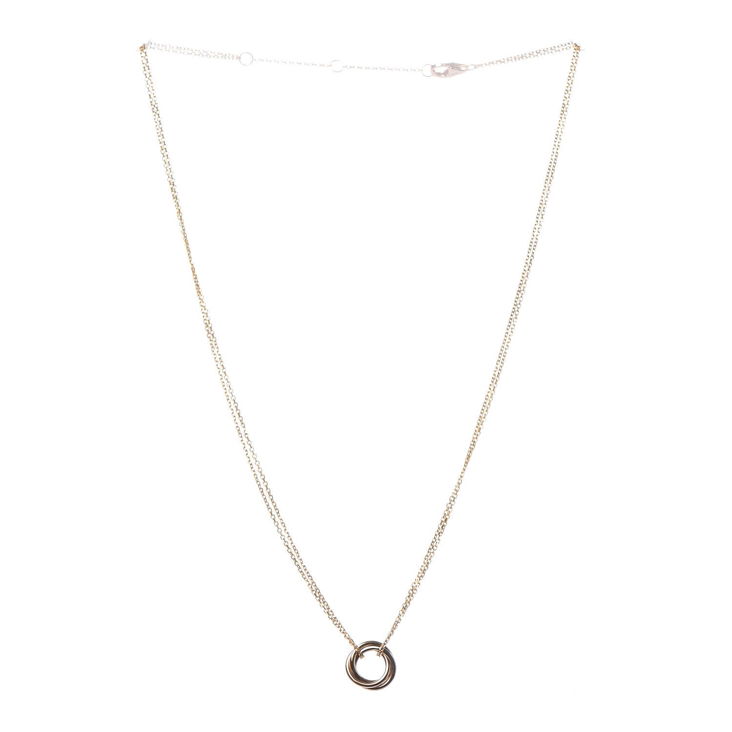 Cartier 18K Pink Yellow White Gold Trinity Double Chain Pendant Necklace 3 of 7