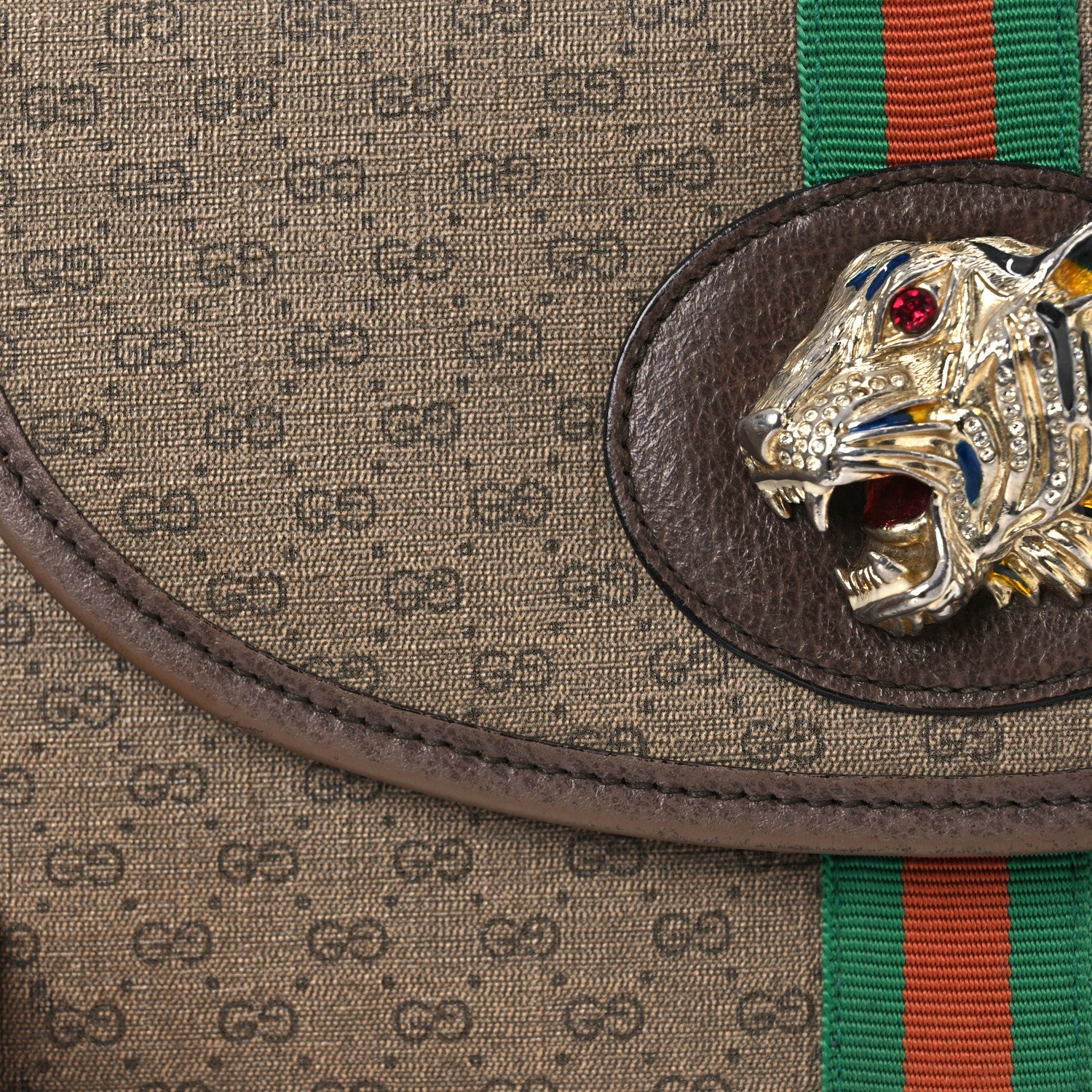 Gucci Mini Vintage GG Supreme Monogram Web Medium Rajah Slim Flap Shoulder Bag Beige New Acero 9 of 17