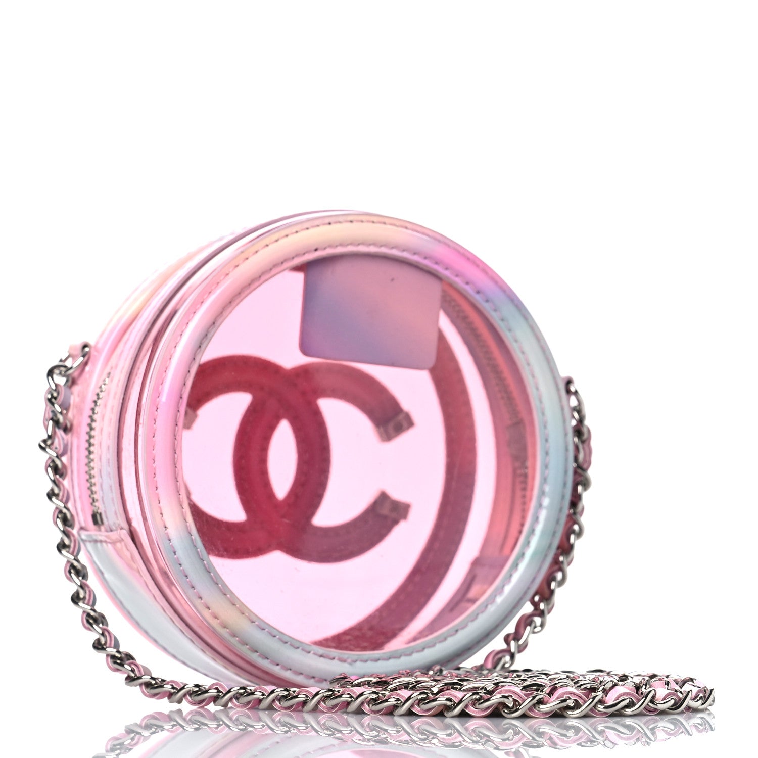 Chanel PVC Lambskin Filigree Round Clutch With Chain Pink 2 of 8