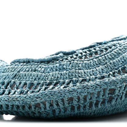 Chloe Raffia Calfskin Summer Banana Hobo Stormy Sea 9 of 10