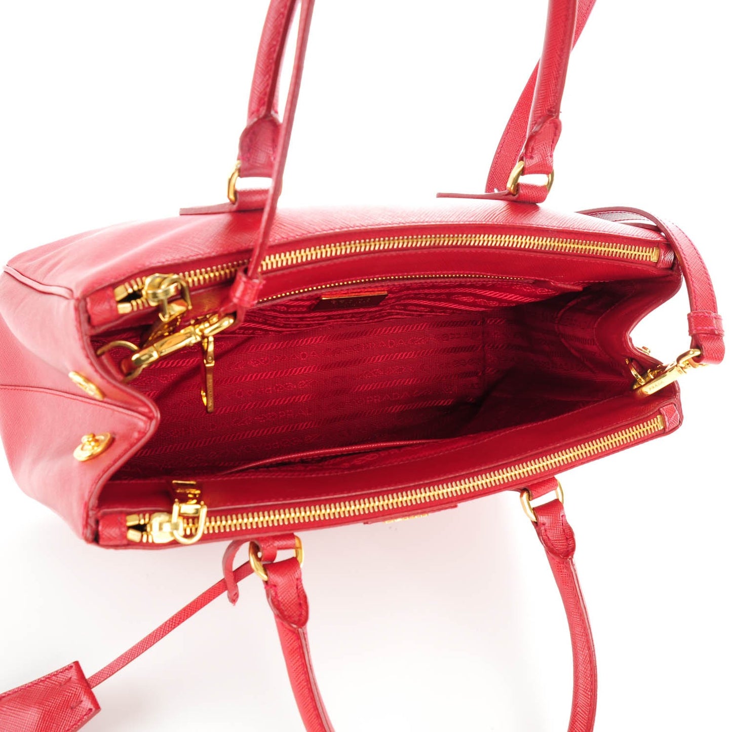 Saffiano Small Galleria Double Zip Tote Fuoco