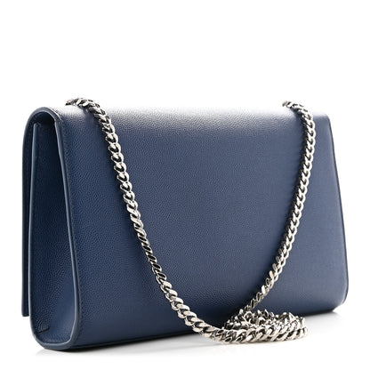 Saint Laurent Grain De Poudre Medium Classic Monogram Kate Satchel Blue Clair 3 of 10