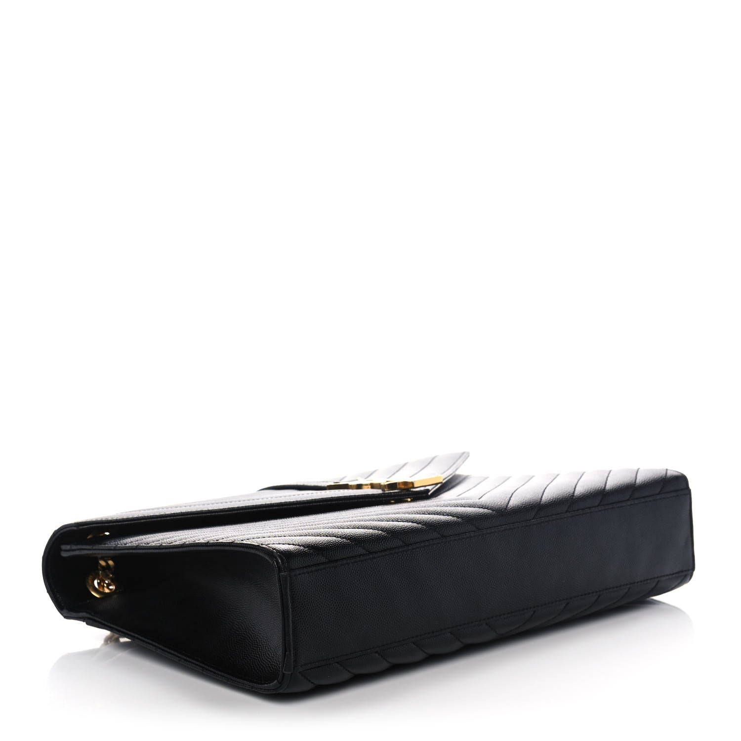 Saint Laurent Grain De Poudre Matelasse Chevron Large Monogram Satchel Black 4 of 13