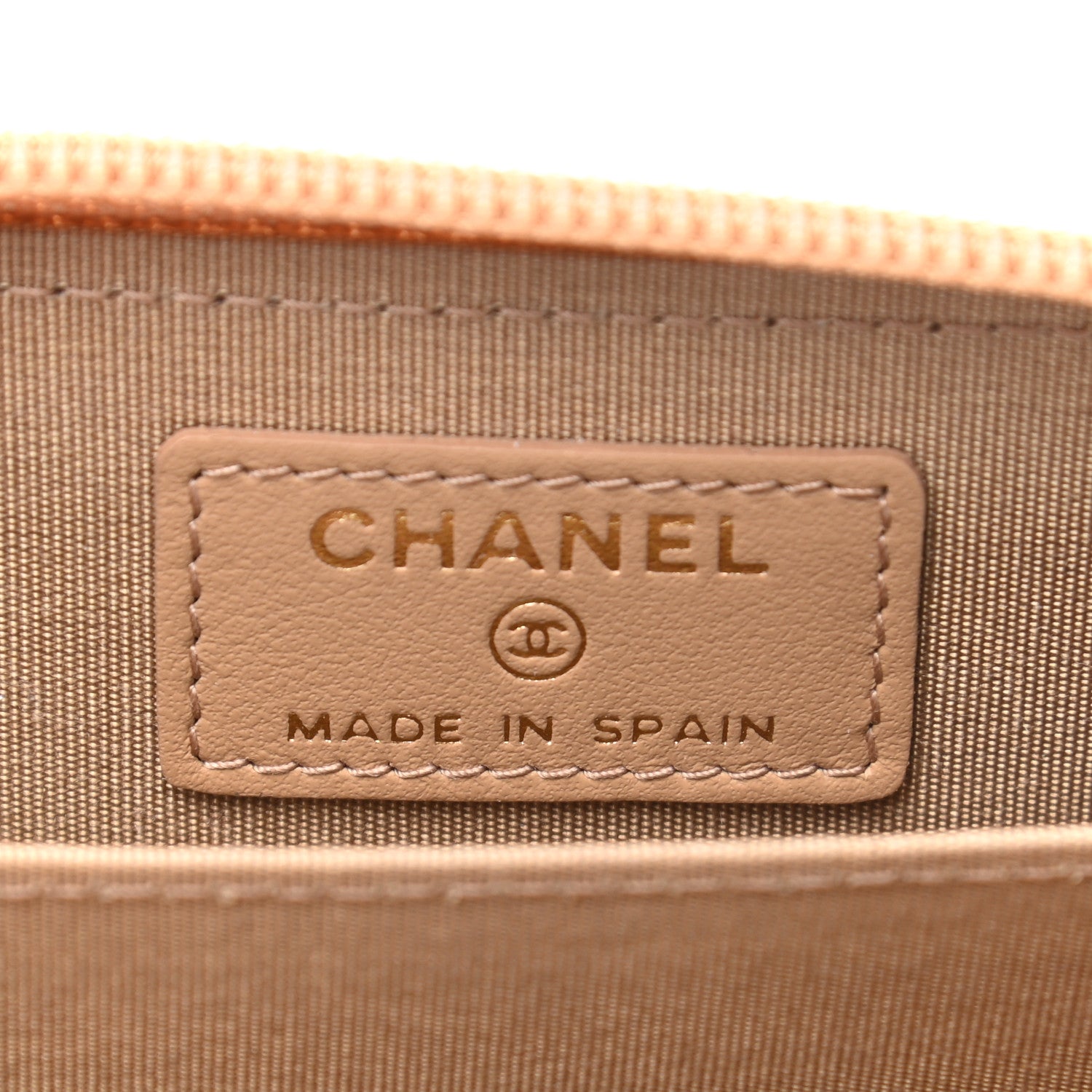 Chanel Caviar Quilted Boy Zip Around Coin Purse Wallet Beige 6 of 7