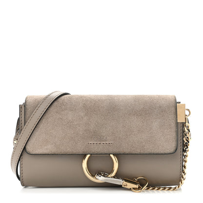 Chloe Suede Calfskin Mini Faye Shoulder Bag Motty Grey 1 of 11