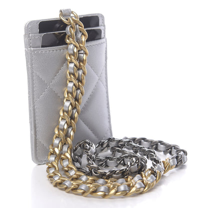 Chanel Metallic Goatskin Quilted 19 Card Holder On Chain Silver 3 of 9