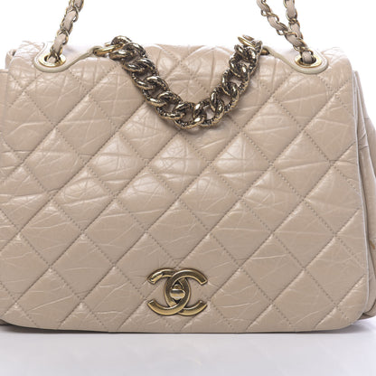 Chanel Aged Calfskin Quilted Large Pondichery Flap Beige 9 of 12