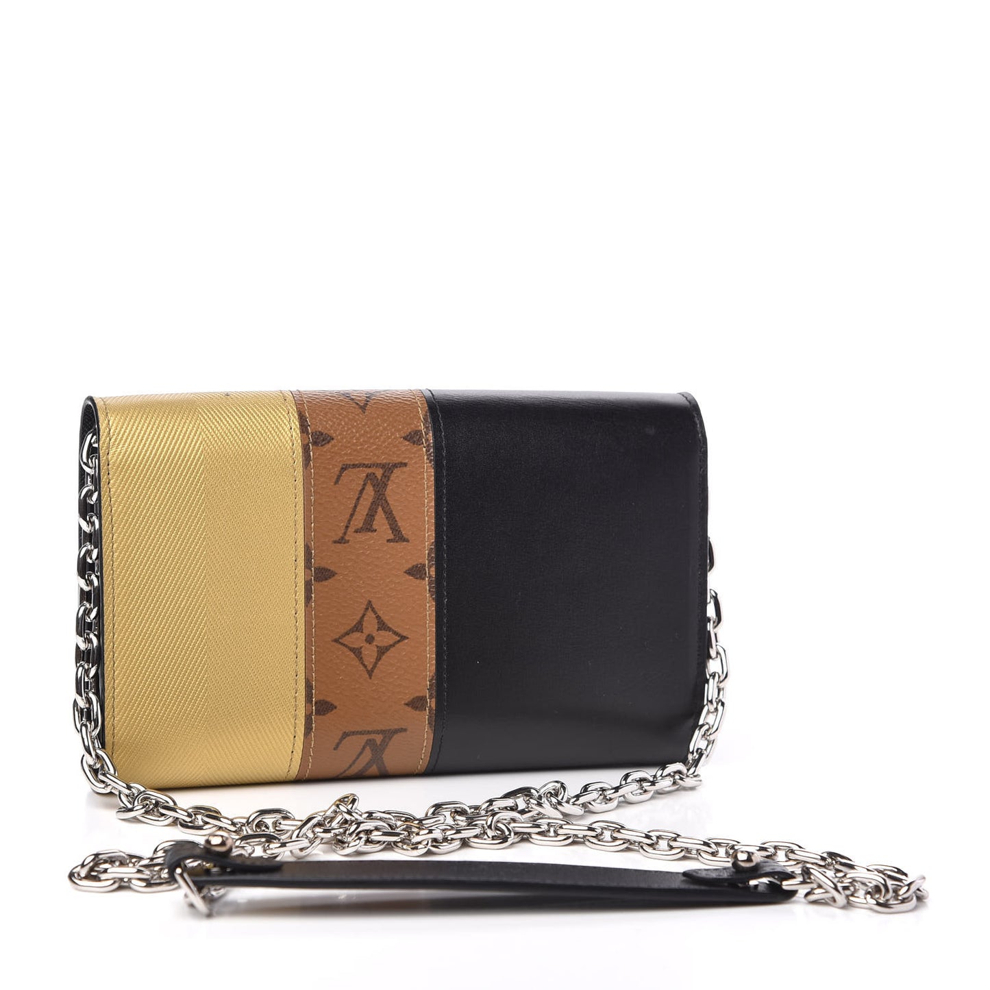 Calfskin Reverse Monogram Studded Night Lights Twist Chain Wallet