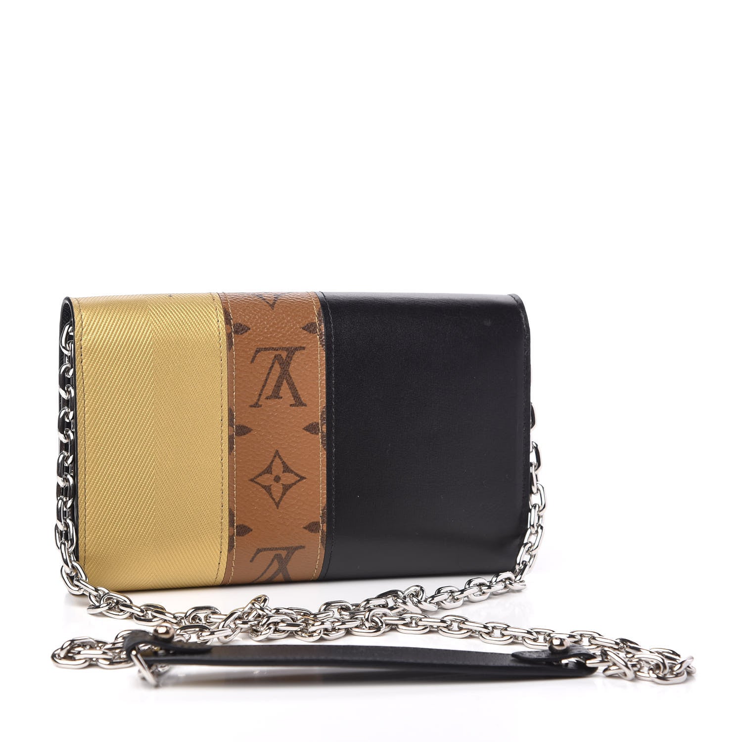 Louis Vuitton Calfskin Reverse Monogram Studded Night Lights Twist Chain Wallet 3 of 10