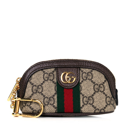 Gucci GG Supreme Monogram Web Ophidia Dome Key Pouch Beige New Acero 1 of 10