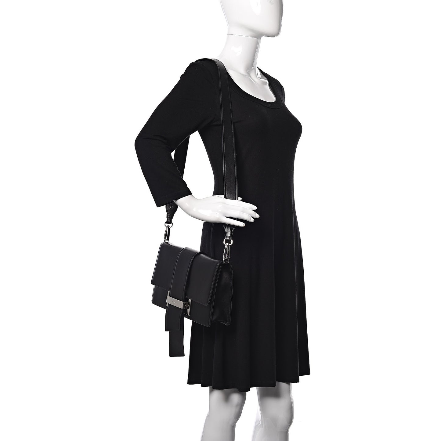 City Calfskin Ribbon Bag Black