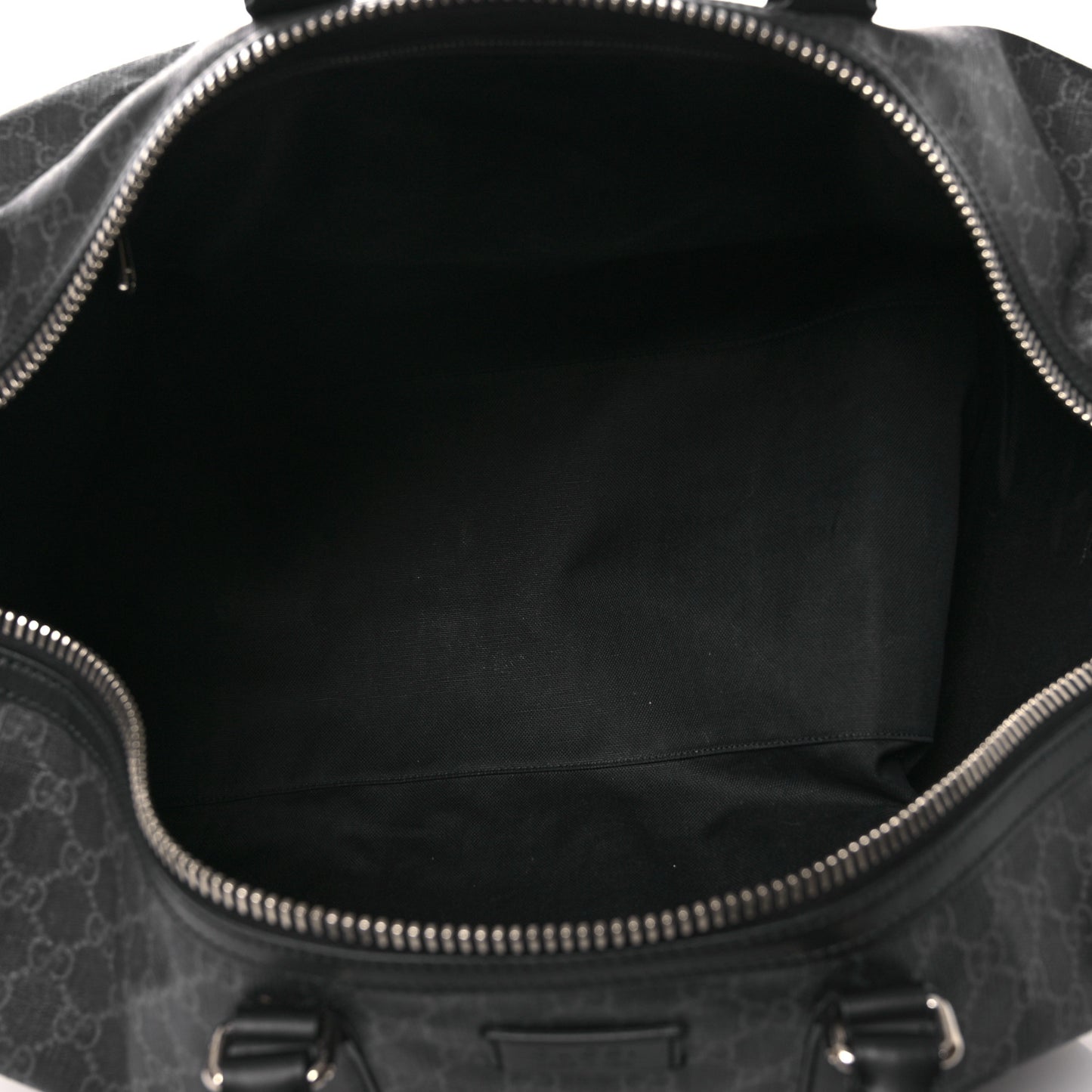 Soft GG Supreme Monogram Appia Calfskin Web Large Carry On Duffle Bag Black Grey