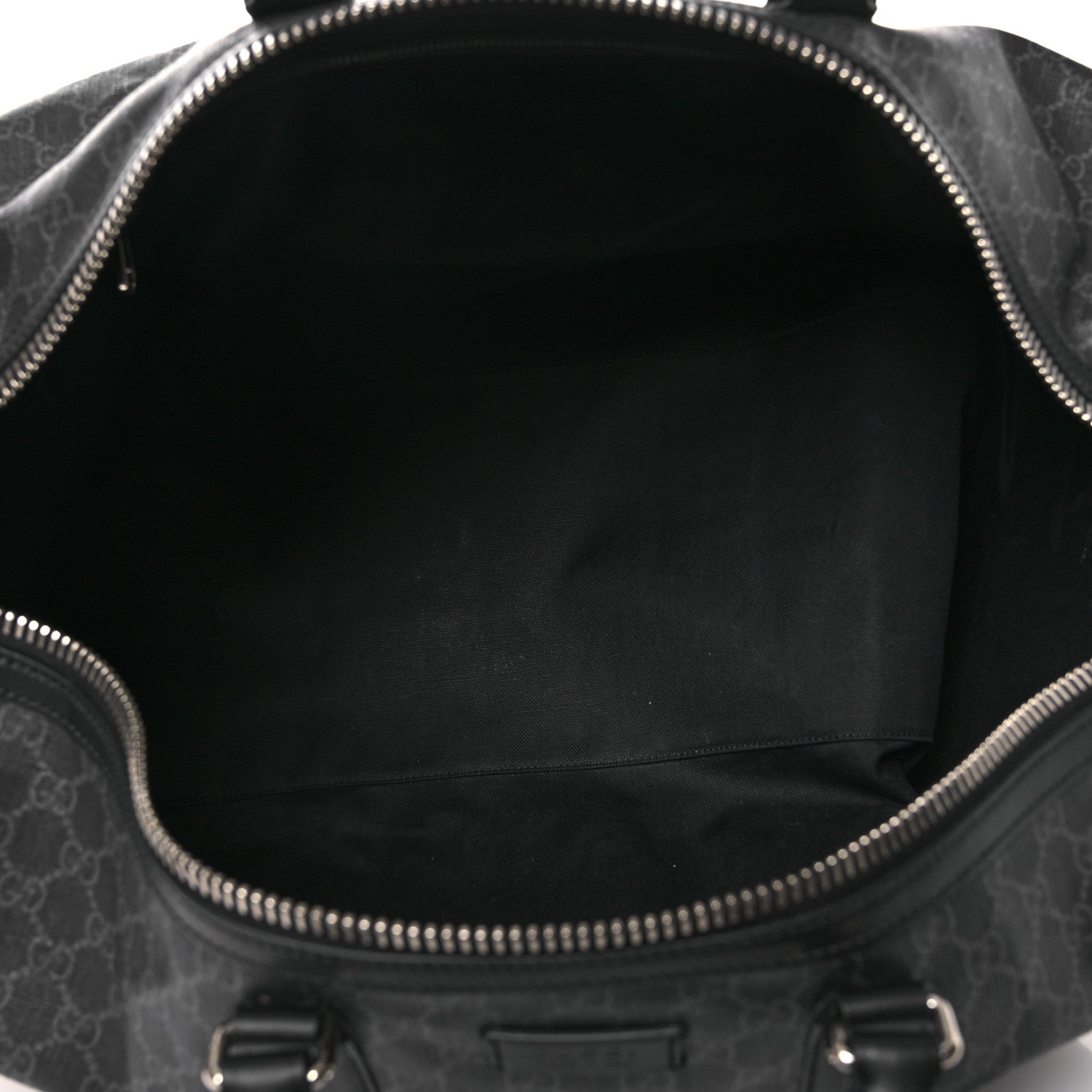 Gucci Soft GG Supreme Monogram Appia Calfskin Web Large Carry On Duffle Bag Black Grey 4 of 13