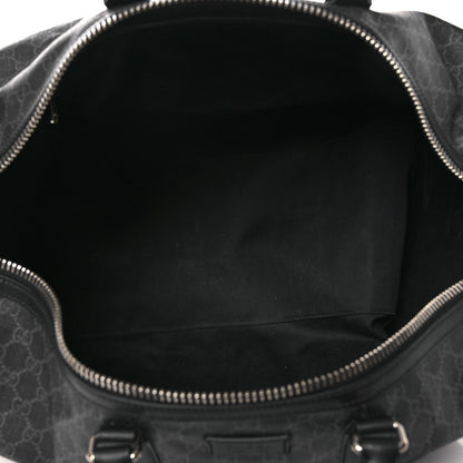 Gucci Soft GG Supreme Monogram Appia Calfskin Web Large Carry On Duffle Bag Black Grey 4 of 13