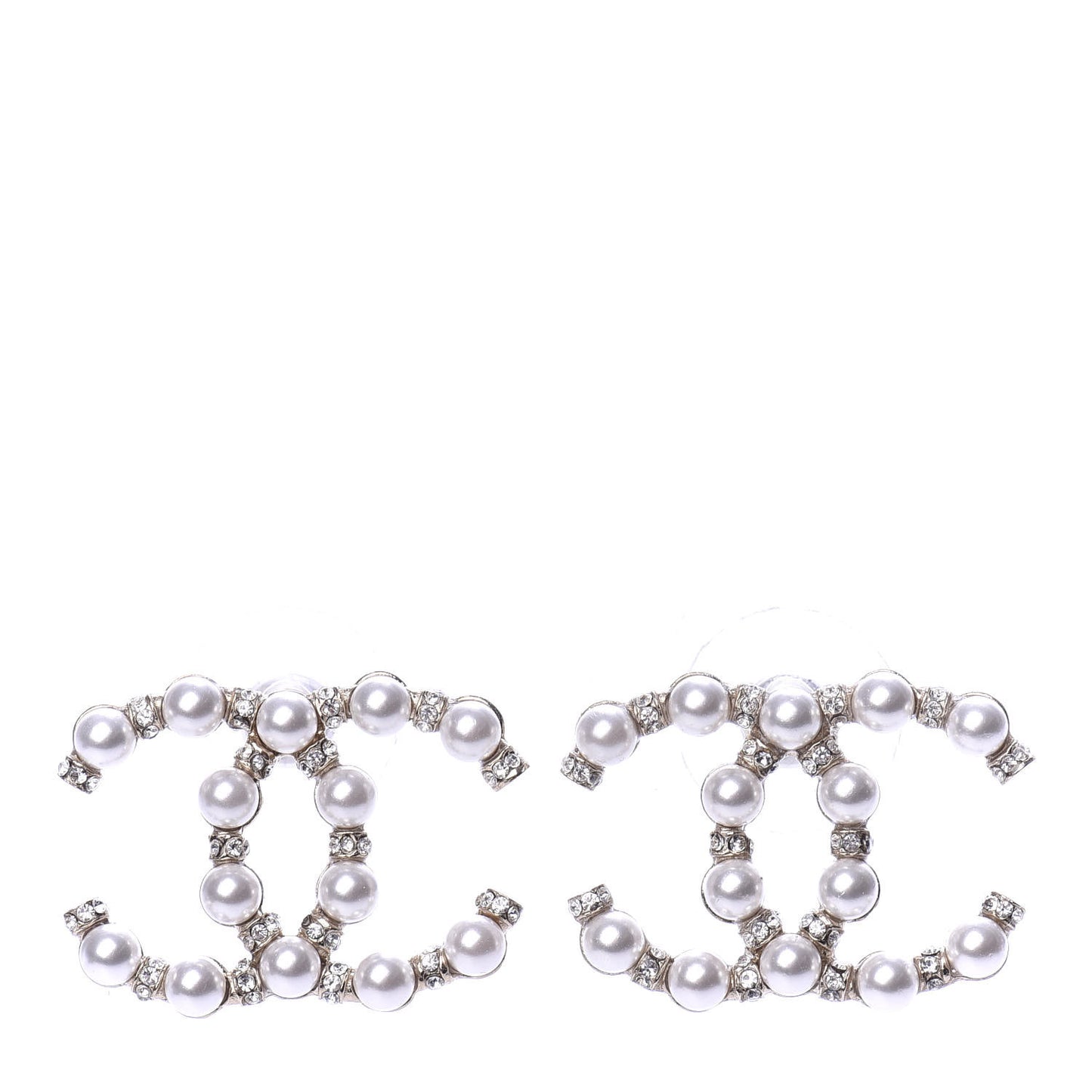 Pearl Crystal Nefertiti CC Earrings Gold