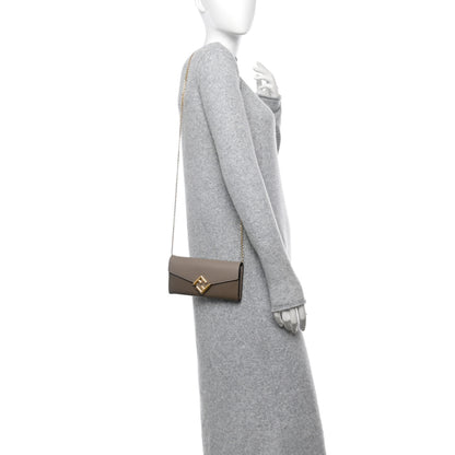 Fendi Vitello King Cruise FF Diamonds Continental Envelope Wallet On Chain Truffle Dove 3 of 16