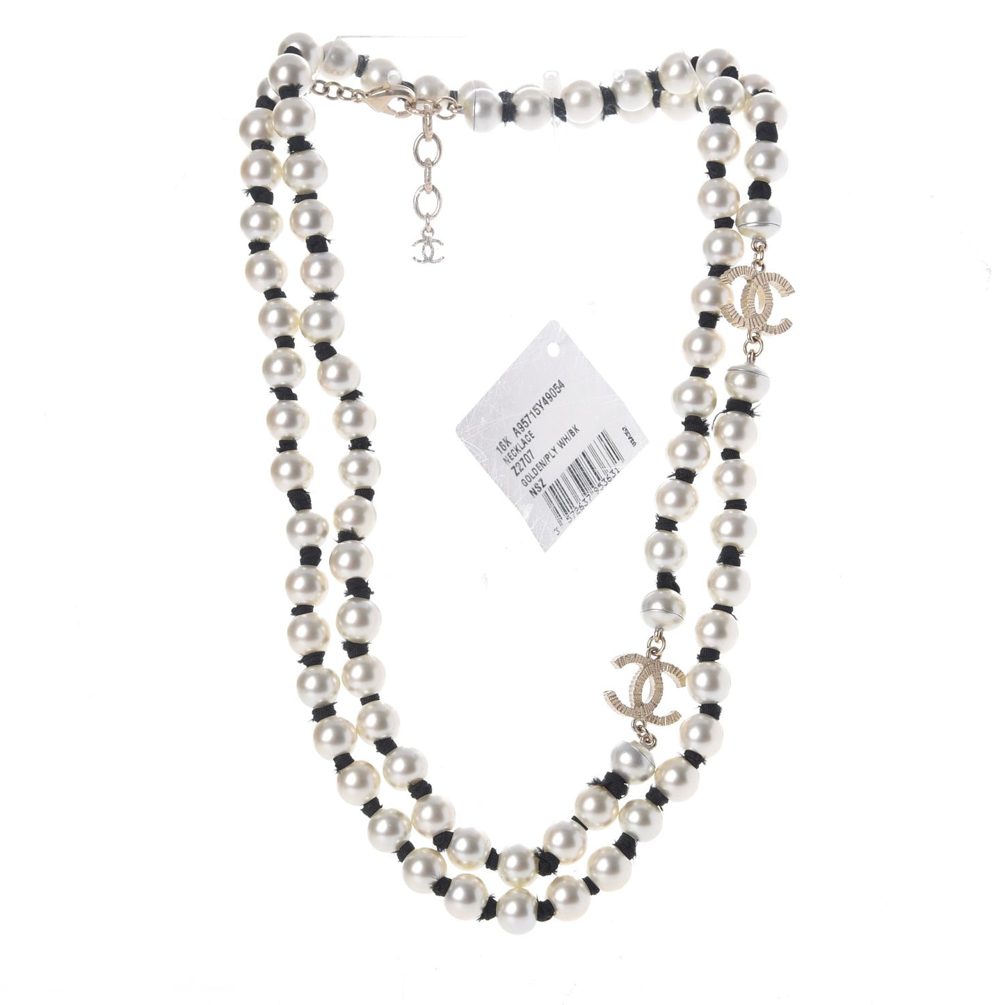 Pearl CC Long Necklace Gold