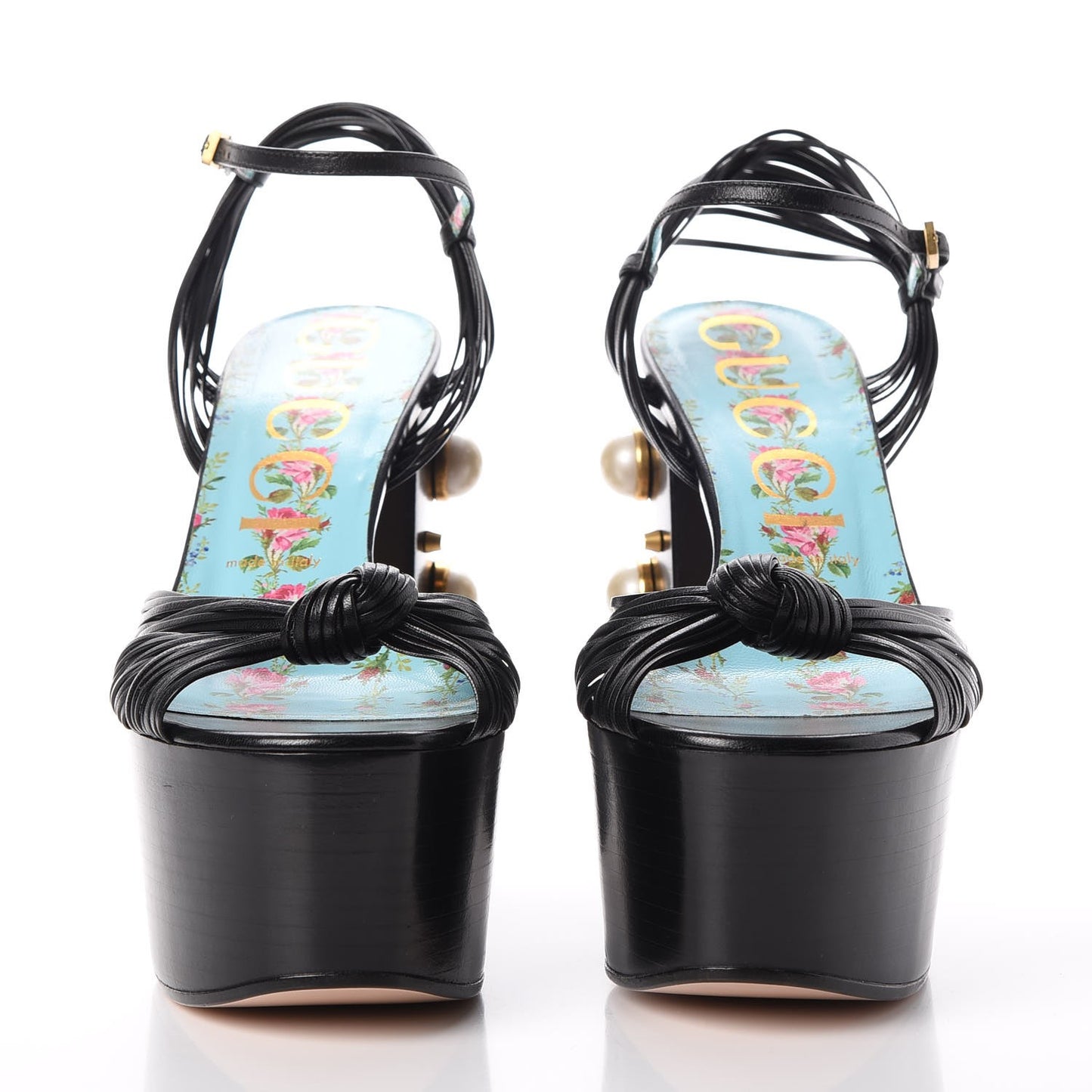 Malaga Kid Pearl Knot Platform Sandals 39 Black