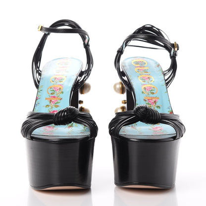 Gucci Malaga Kid Pearl Knot Platform Sandals 39 Black 2 of 10