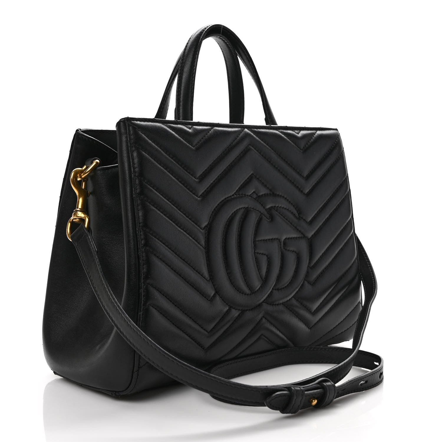 Gucci Calfskin Matelasse Small GG Marmont Tote Black 3 of 11