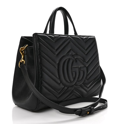 Gucci Calfskin Matelasse Small GG Marmont Tote Black 3 of 11