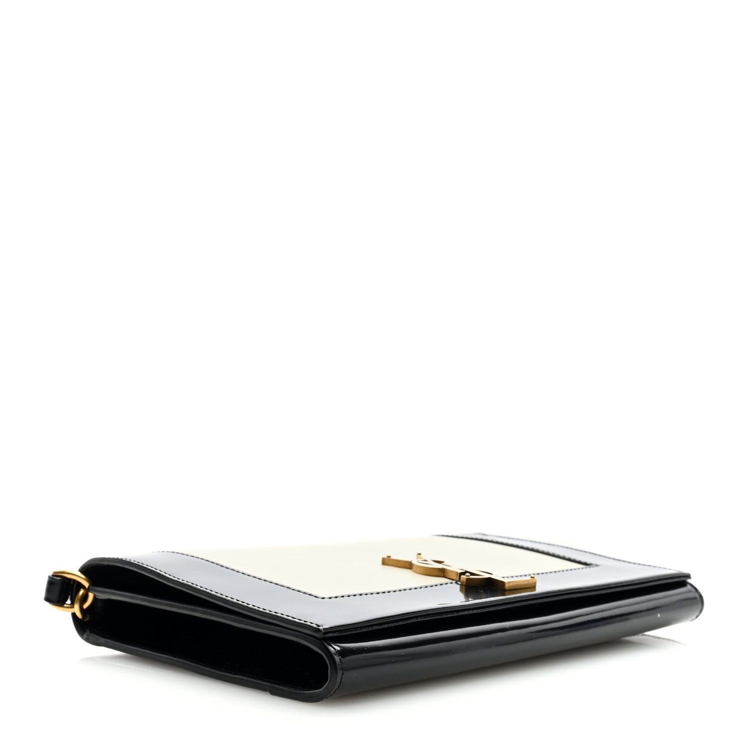 Saint Laurent Nappa Patent Calfskin Two-Toned Monogram Pouch Alabastro Black 4 of 6