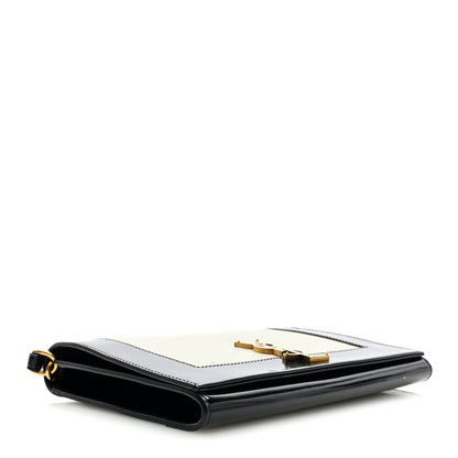 Saint Laurent Nappa Patent Calfskin Two-Toned Monogram Pouch Alabastro Black 4 of 6