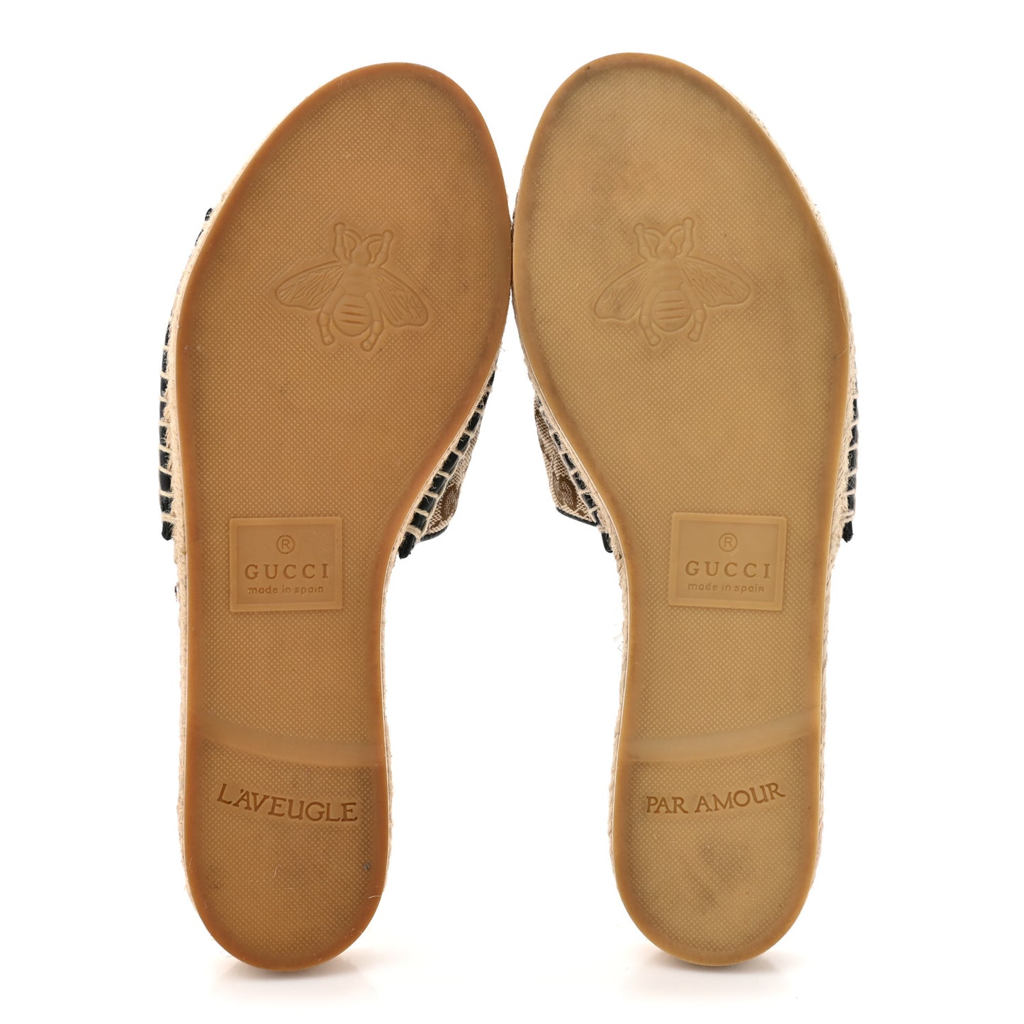 Monogram Matelasse GG Marmont Espadrille 20mm Slide Sandals 40 Beige Ebony Black