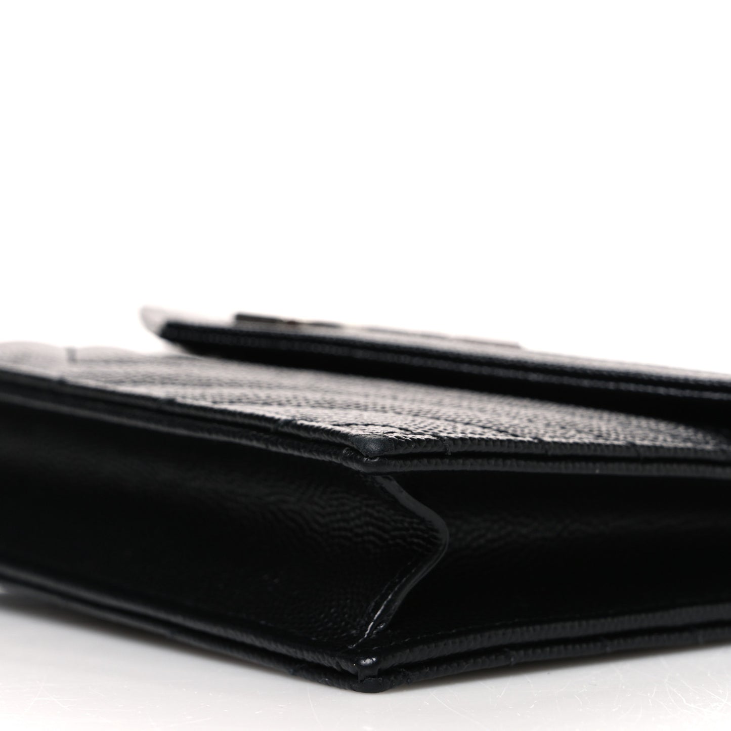 Grain De Poudre Matelasse Chevron Monogram Envelope Chain Wallet Black