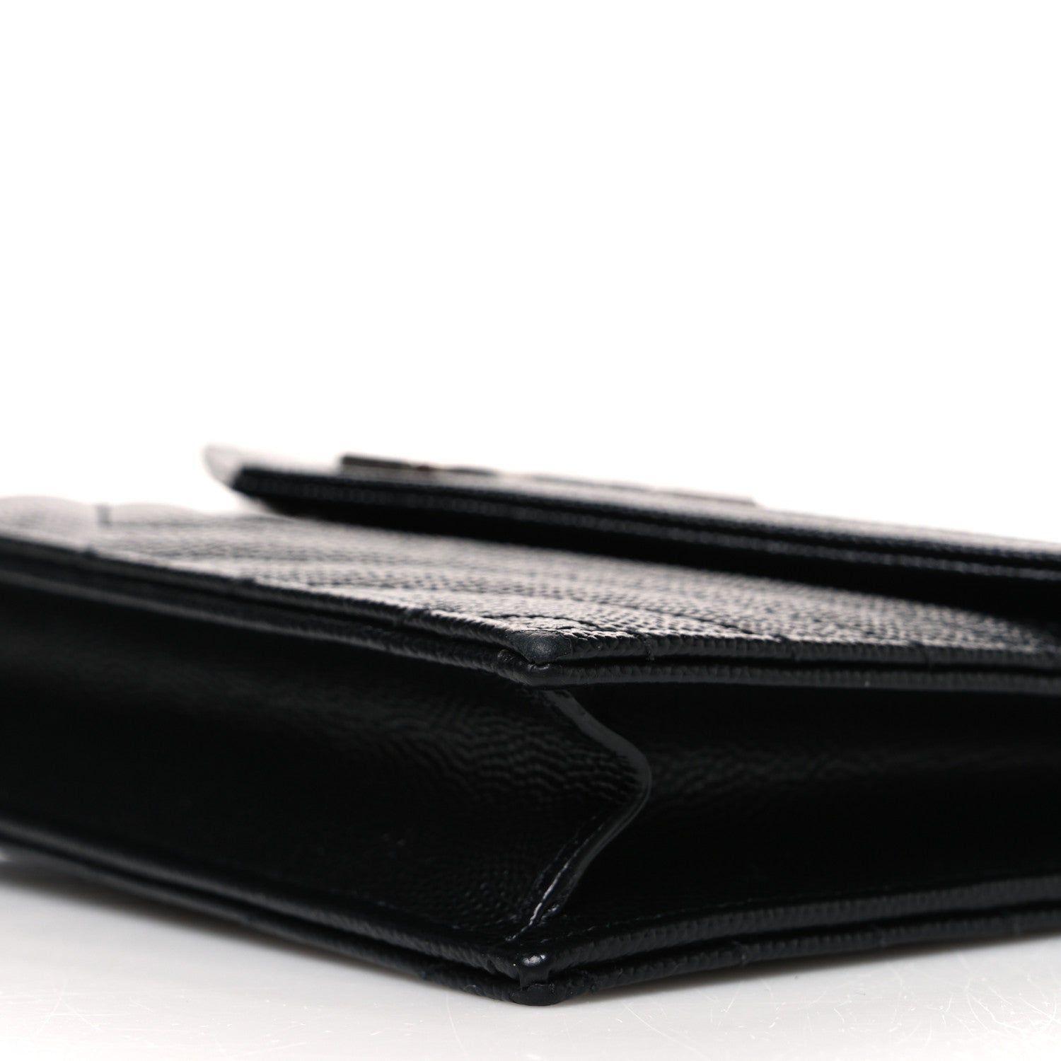 Saint Laurent Grain De Poudre Matelasse Chevron Monogram Envelope Chain Wallet Black 10 of 10