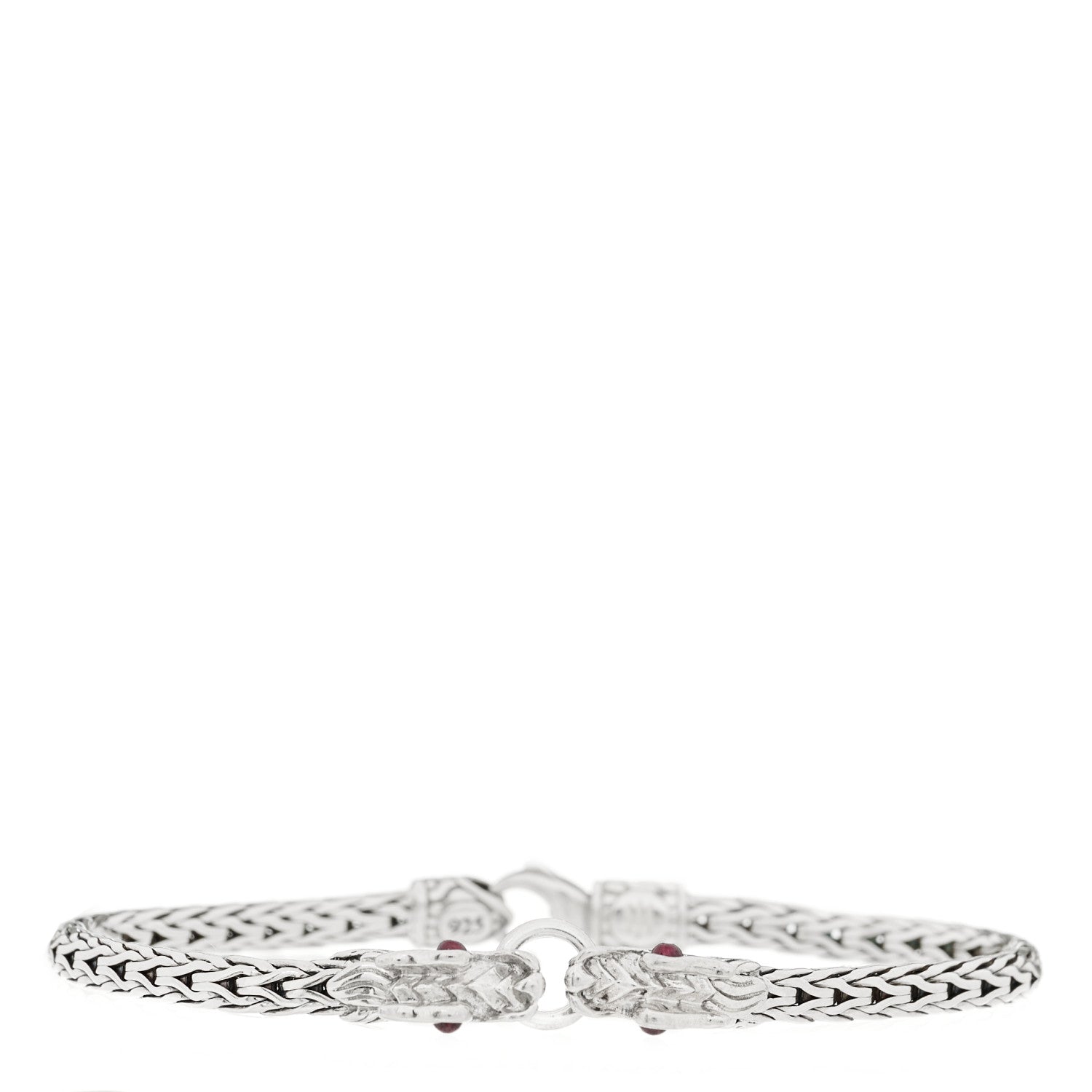 John Hardy Sterling Silver Ruby Naga Double Dragon Head Bracelet 1 of 4