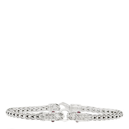 John Hardy Sterling Silver Ruby Naga Double Dragon Head Bracelet 1 of 4