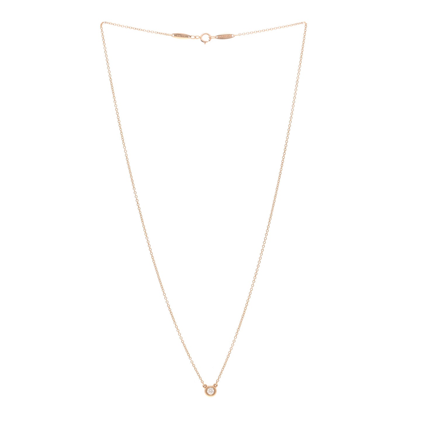 18K Rose Gold Diamond .10ct Elsa Peretti Diamonds by the Yard Pendant Necklace