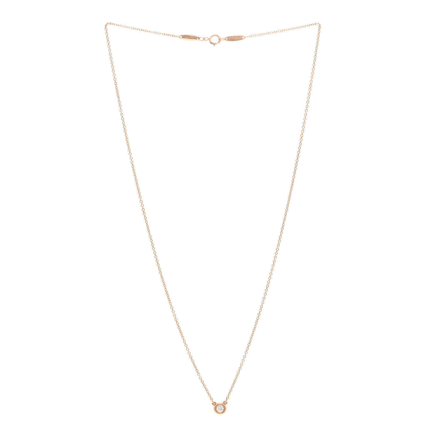 Tiffany 18K Rose Gold Diamond .10ct Elsa Peretti Diamonds by the Yard Pendant Necklace 3 of 5