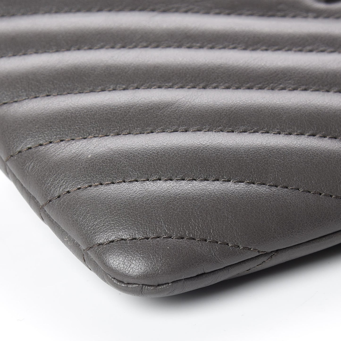 Calfskin Matelasse Chevron Monogram Pouch Earth