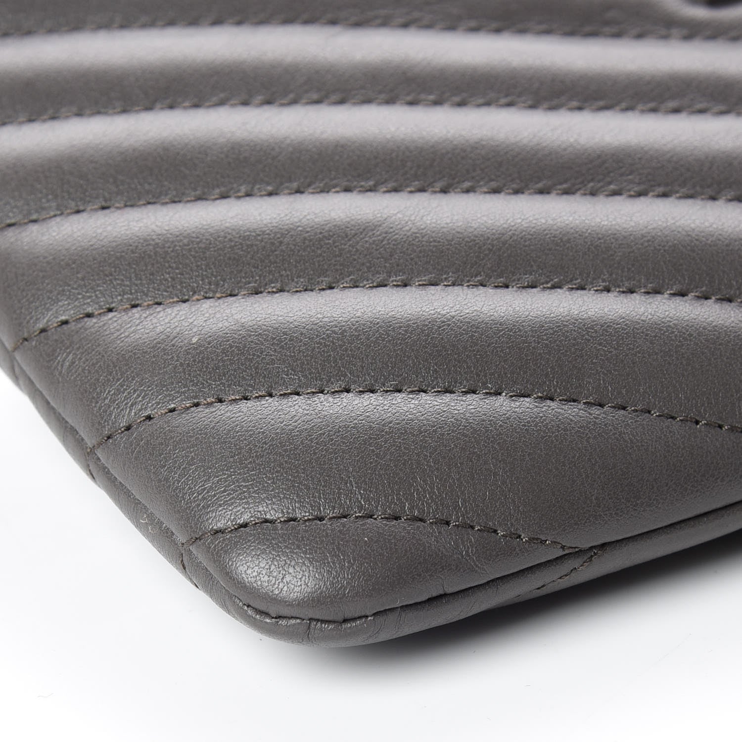 Saint Laurent Calfskin Matelasse Chevron Monogram Pouch Earth 5 of 10