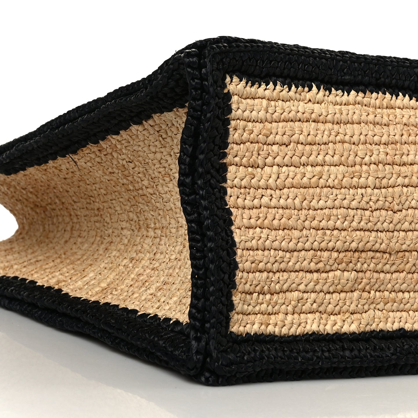 Raffia Calfskin Rive Gauche Tote Naturale Black