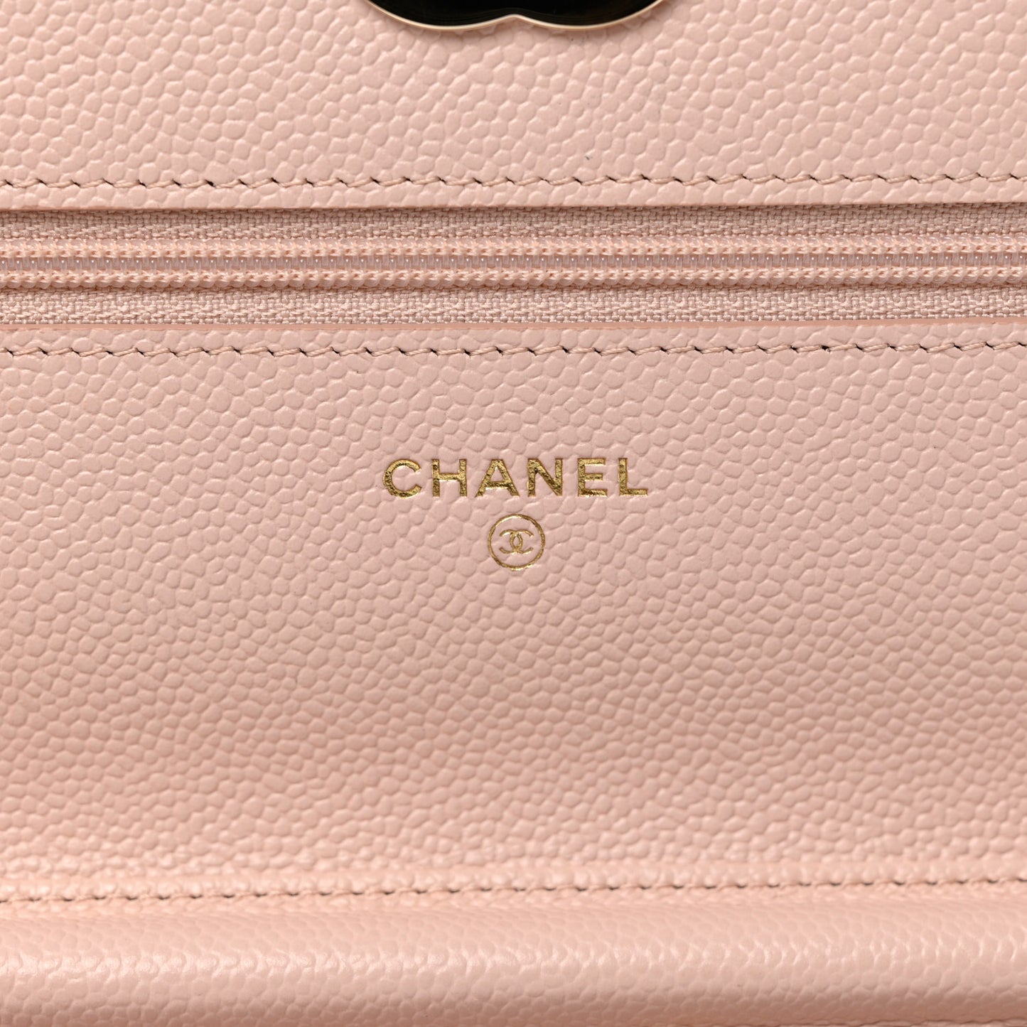 Caviar Quilted Enamel Wallet on Chain WOC Light Pink