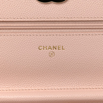 Chanel Caviar Quilted Enamel Wallet on Chain WOC Light Pink 6 of 9