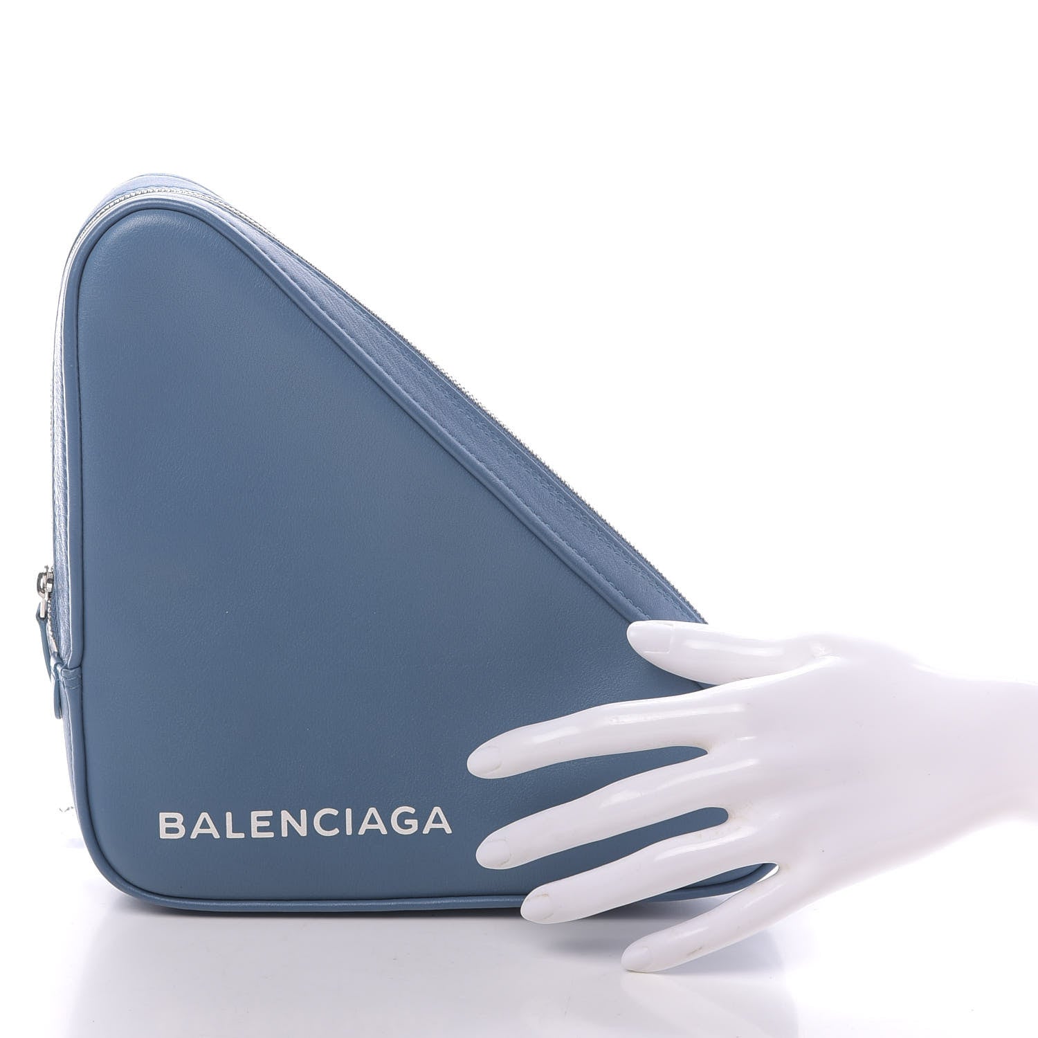 Balenciaga Calfskin M Triangle Pouch Bleu Persan 2 of 9