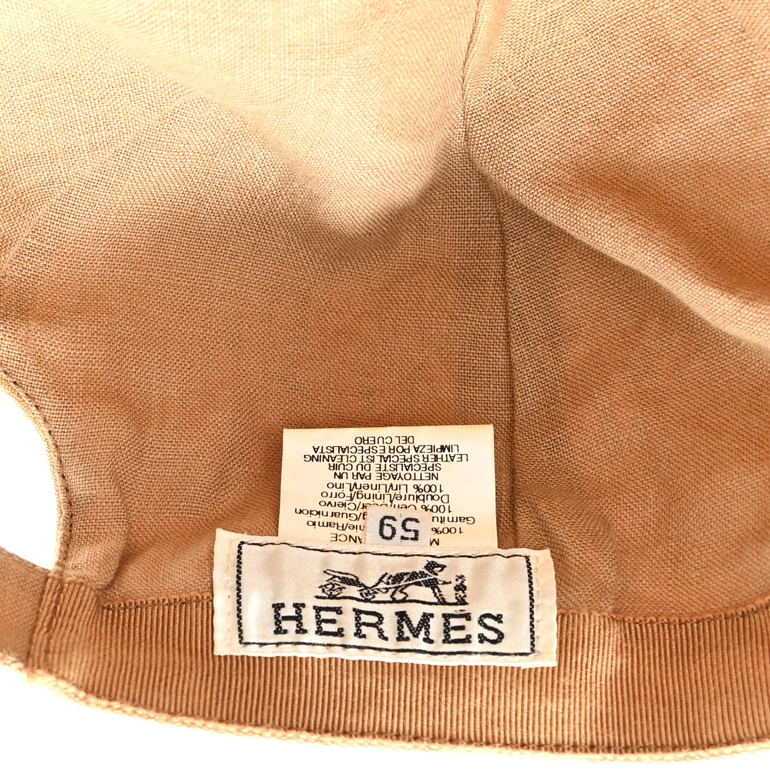 Hermes Ramie Deerskin Baseball Cap 59 8 of 9