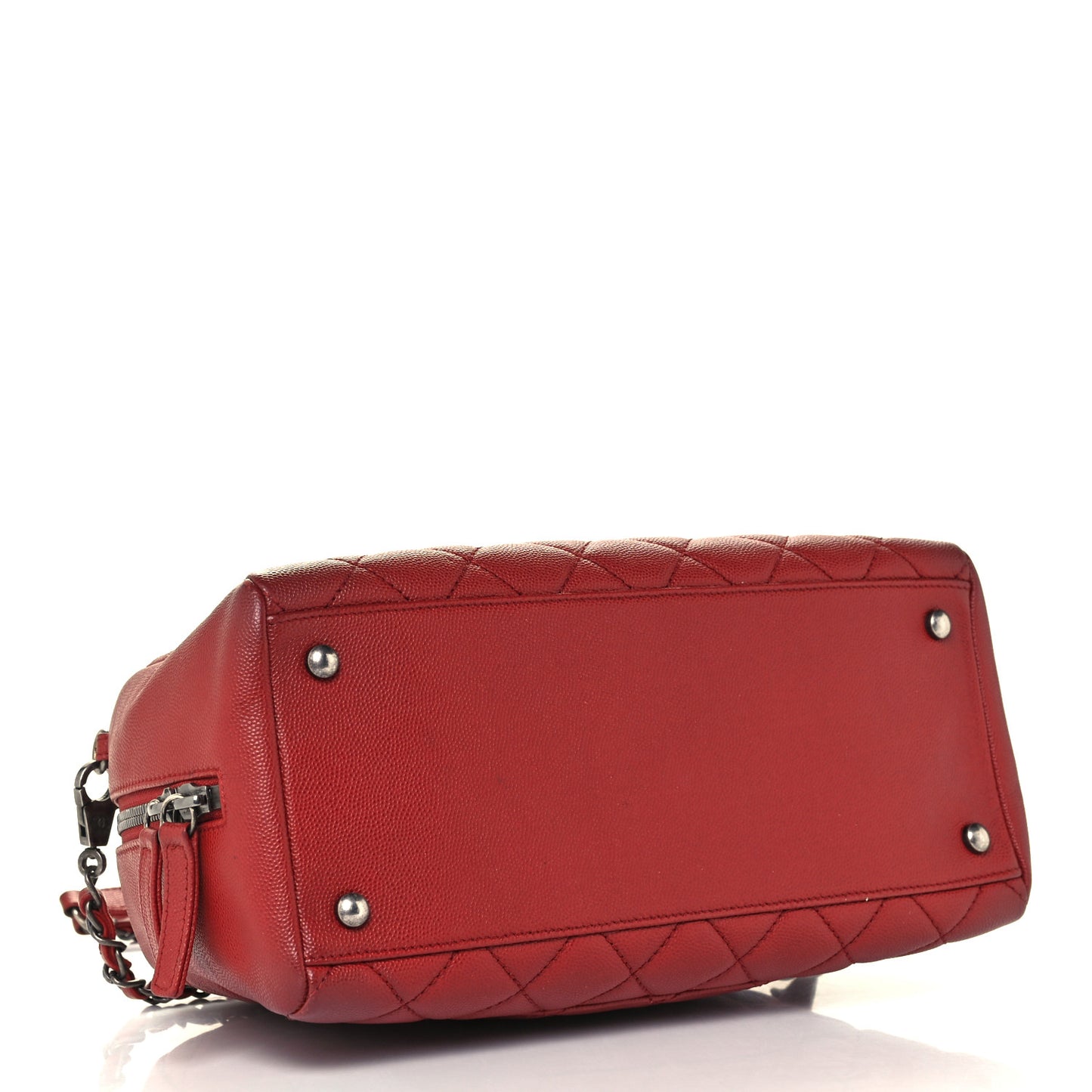 Caviar Quilted Small Coco Handle Bowling Bag Red
