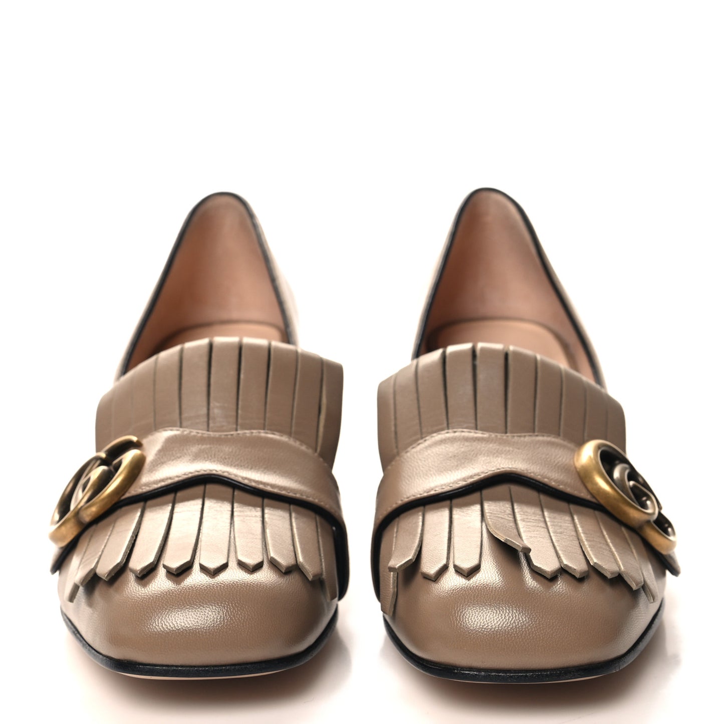 Malaga Kid GG Marmont Fringe 50mm Loafer Pumps 37 Mud