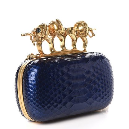Alexander McQueen Python Knuckle Box Clutch Blue 3 of 11