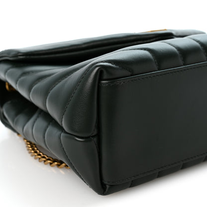 Saint Laurent Calfskin Y Quilted Monogram Small Loulou Chain Satchel Vert Fonce 9 of 10