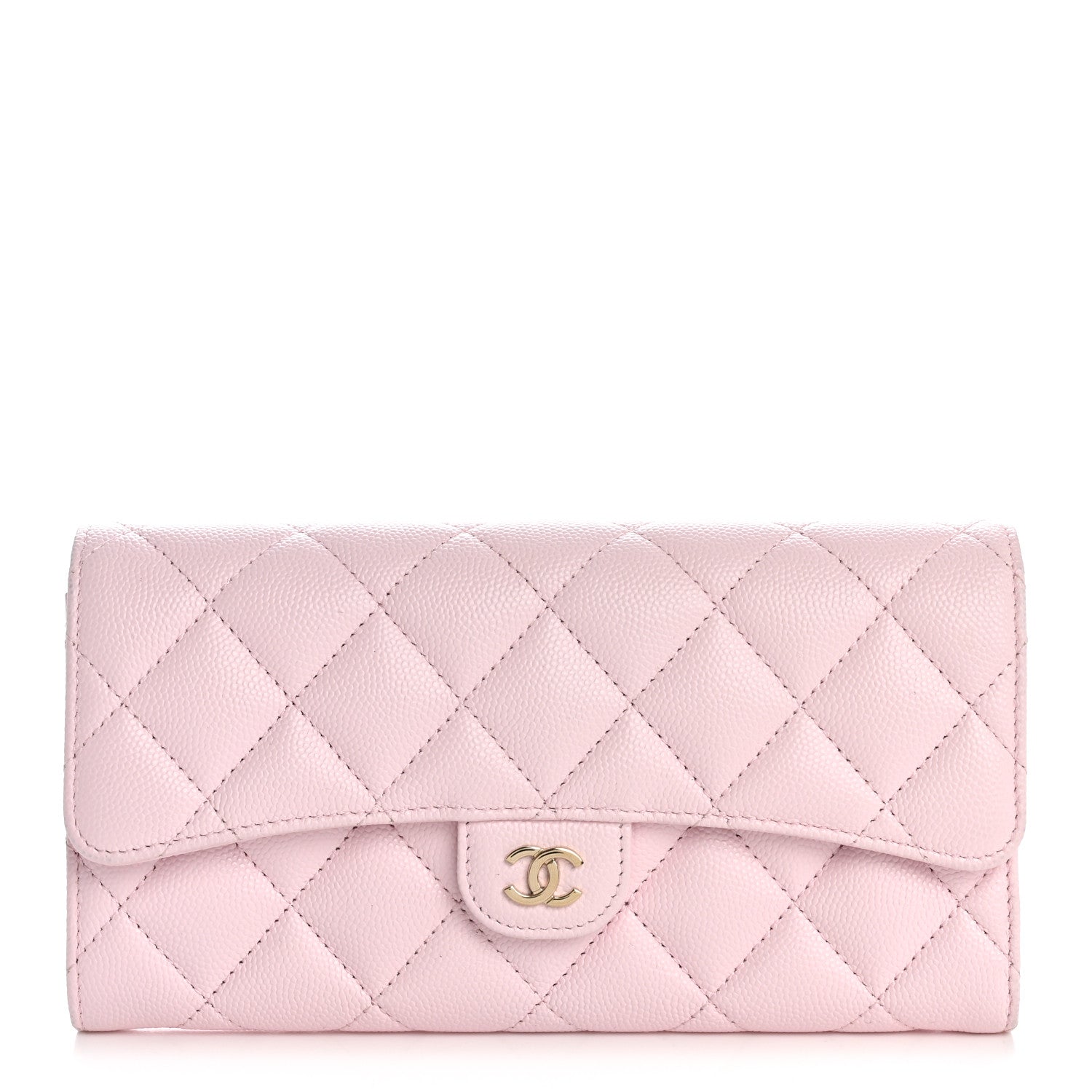 Chanel Caviar Quilted Large Gusset Flap Wallet Light Pink 1 of 8