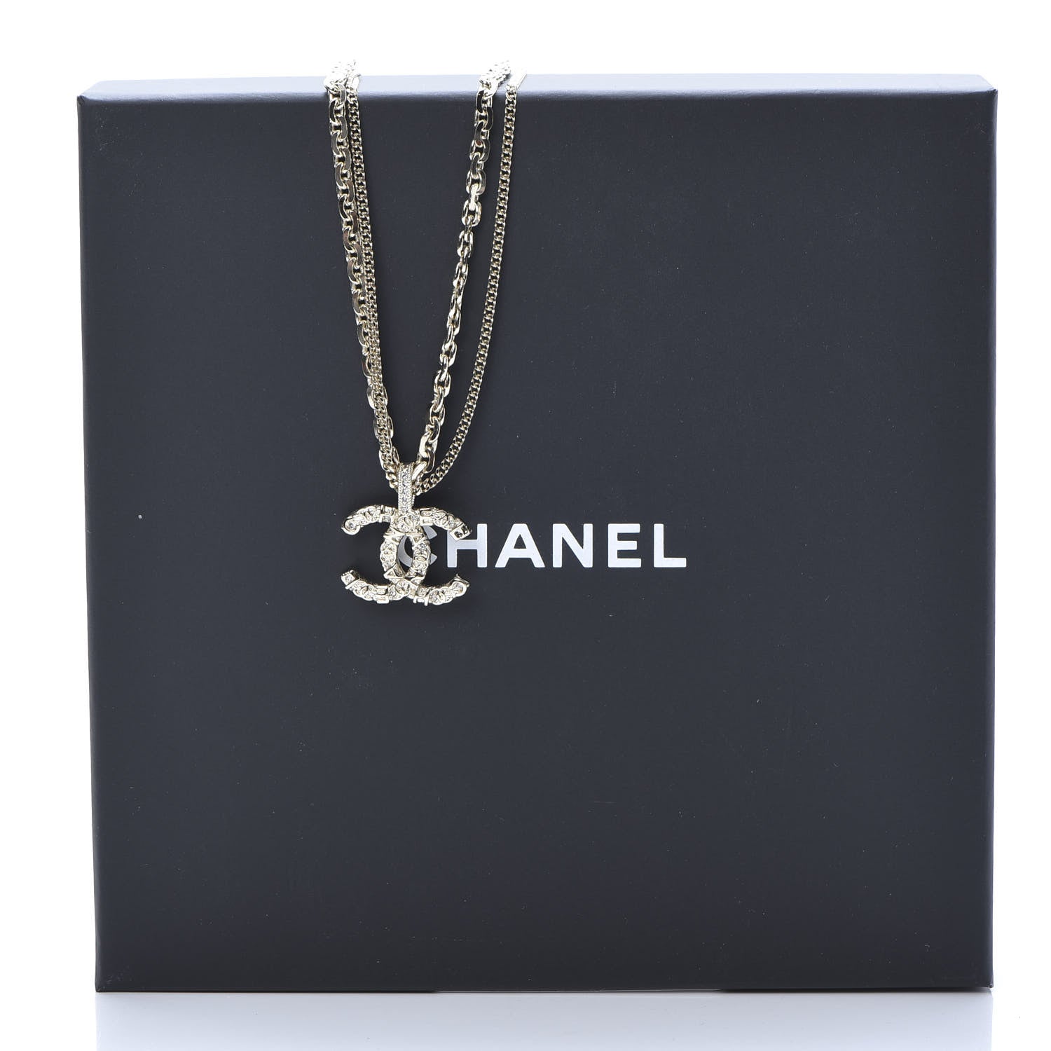 Chanel Crystal CC Multi Strand Chain Necklace Gold 5 of 5