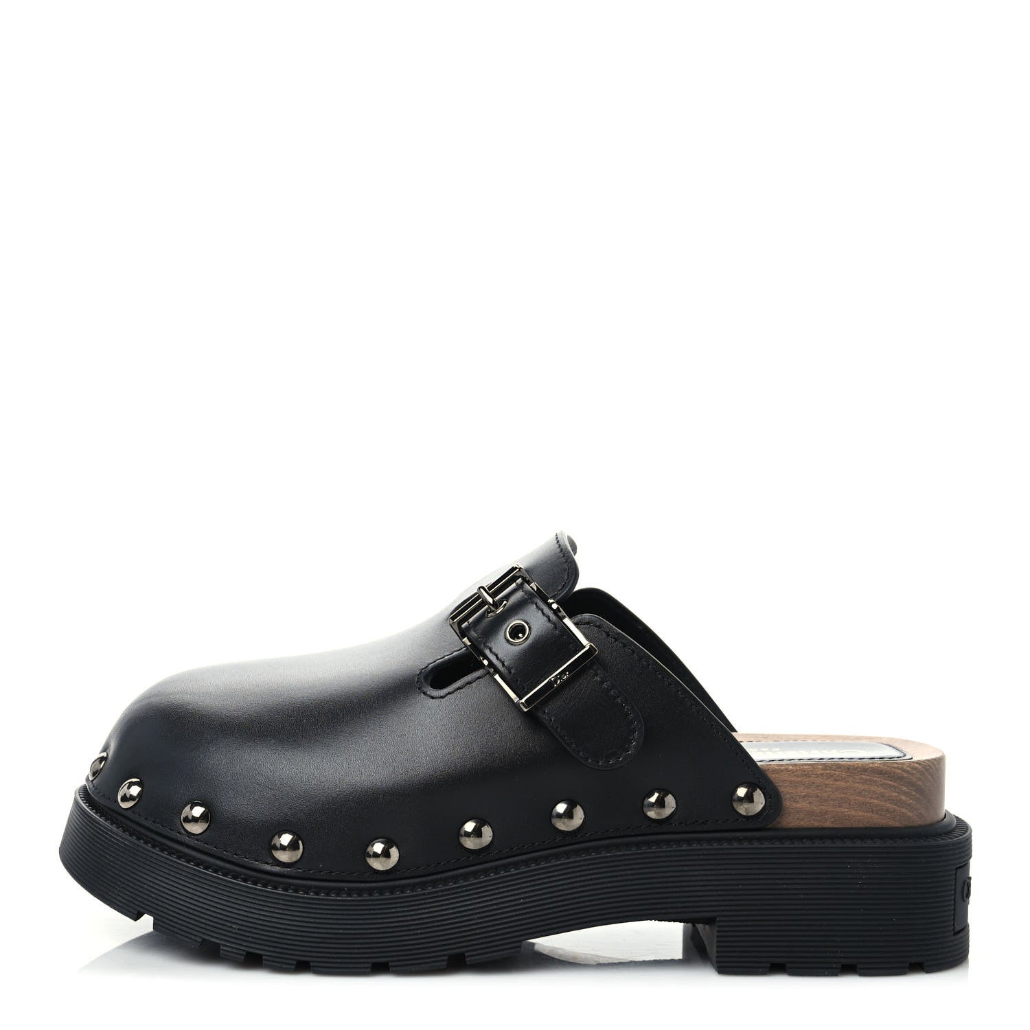 Christian Dior Calfskin Diorquake Buckled Lug Sole 15mm Clogs 36 Black 1 of 8